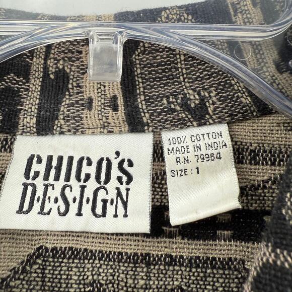 Chico's Design Tribal Neutral Button-Up Unlined Jacket Women's Size Medium - Picture 4 of 15